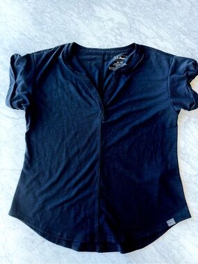 L.L. Bean Women's Black Short Sleeve Henley Tee